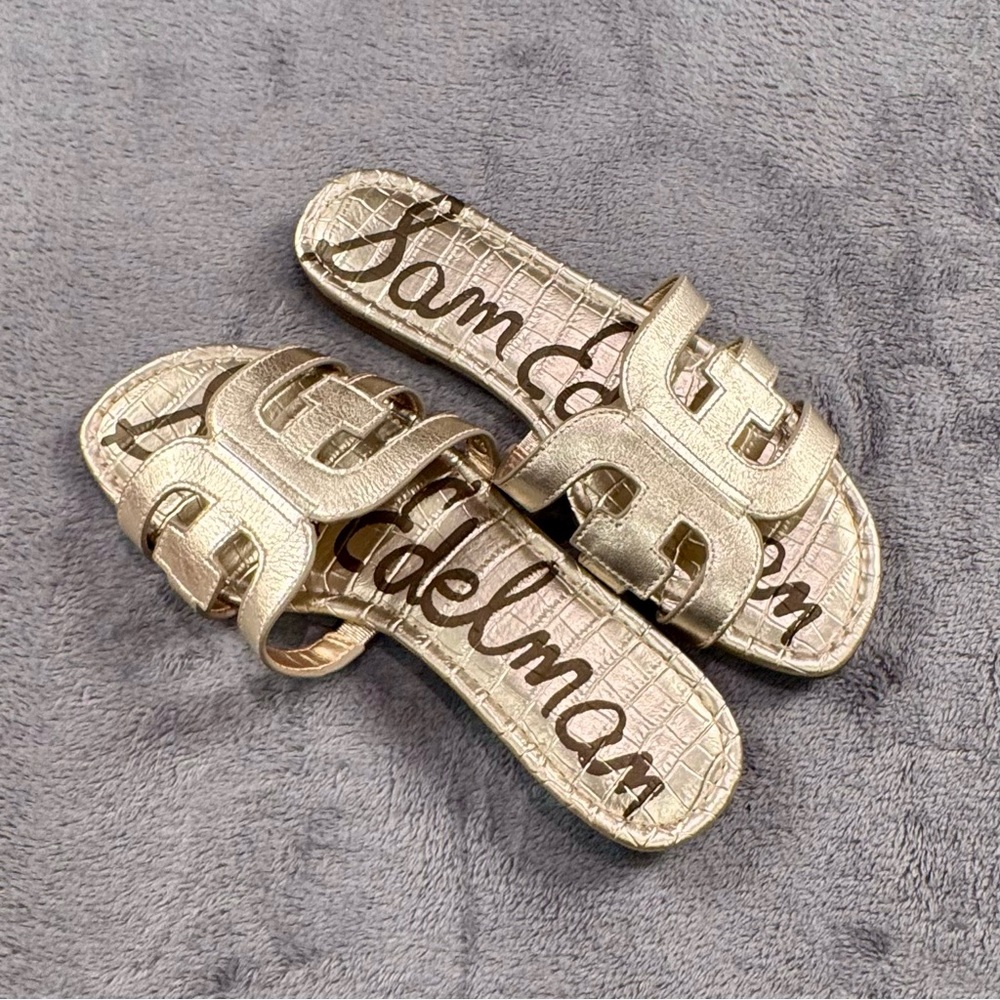Sam Edelman Metallic Gold Slide Sandals - Picture 5 of 6